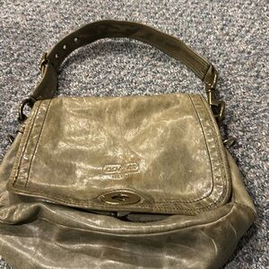 Vintage Coach grey leather worn bag